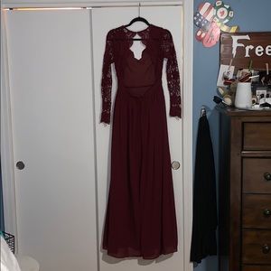 Maroon lace formal dress
